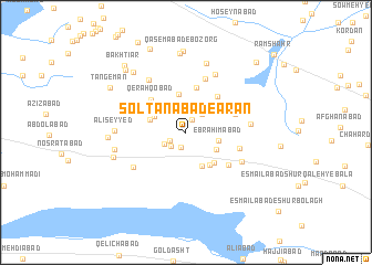 map of Solţānābād-e Arān