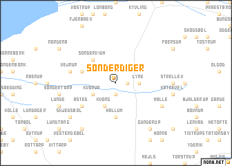 map of Sønderdiger