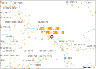 map of Sorkhān Jūb
