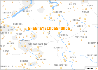 map of Sweeneys Crossroads