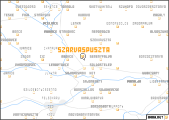map of Szarvaspuszta