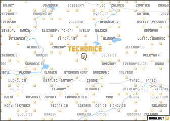 map of Těchonice