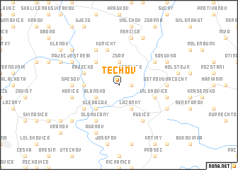 map of Těchov