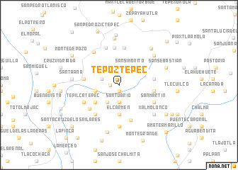 map of Tepoztepec