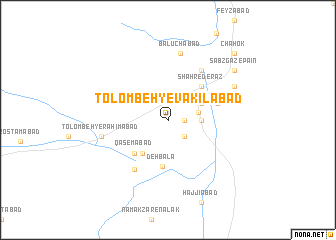 map of Tolombeh-ye Vakīlābād