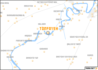 map of Ţorfāyeh