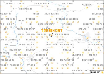 map of Třebihošť