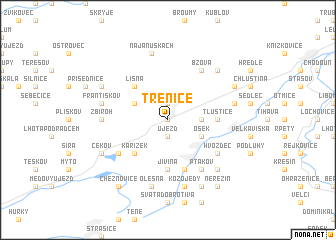 map of Třenice