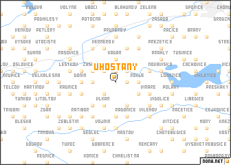 map of Úhošťany