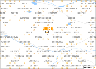 map of Únice