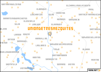 map of Unión de Tres Mezquites