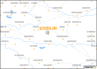 map of Užušiliai