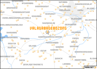 map of Valadābād-e Bozorg