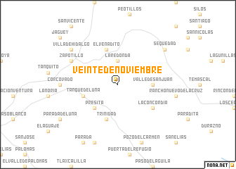 map of Veinte de Noviembre