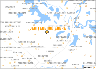map of Veinte de Noviembre