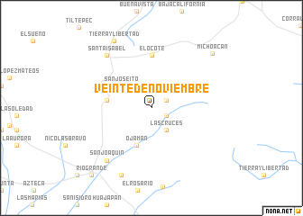 map of Veinte de Noviembre