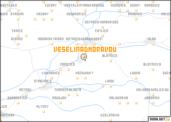 map of Veselí nad Moravou