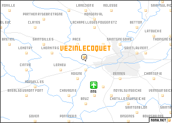 map of Vezin-le-Coquet