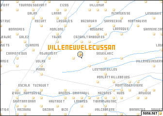 map of Villeneuve-Lécussan