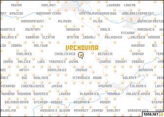 map of Vrchovina