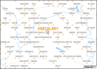 map of Všechlapy