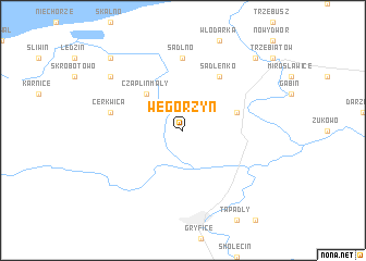 map of Węgorzyn