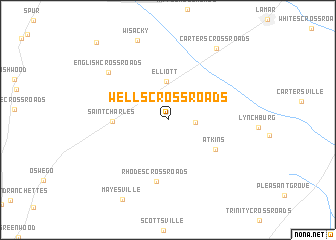 map of Wells Crossroads