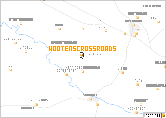 map of Wootens Crossroads