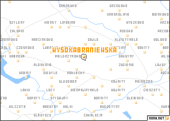 map of Wysoka Braniewska