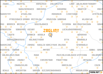 map of Żagliny