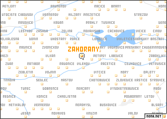 map of Zahořany