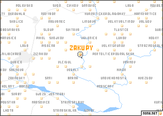 map of Zákupy