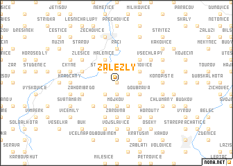 map of Zálezly