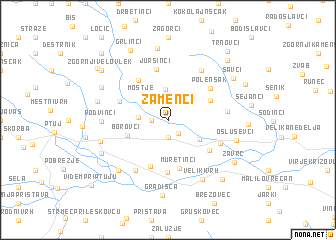 map of Žamenci