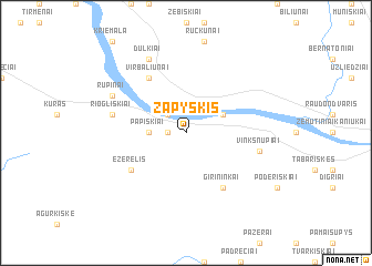 map of Zapyškis