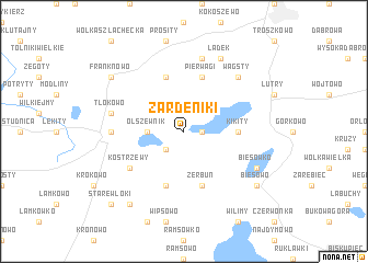 map of Żardeniki