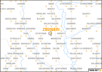 map of Zăvideni