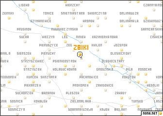 map of Żbiki