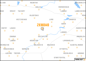 map of Zębowo