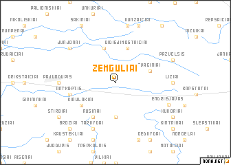 map of Žemguliai