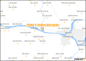 map of Žemutiniai Kaniukai