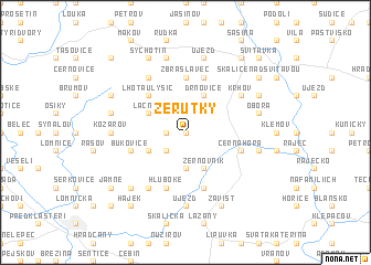 map of Žerŭtky