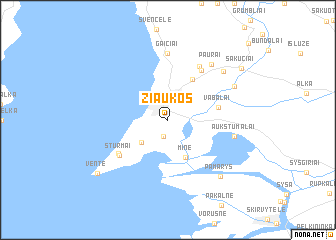 map of Žiaukos