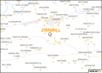 map of Zinns Mill