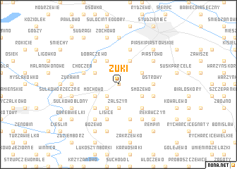 map of Żuki