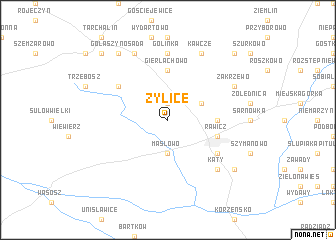 map of Żylice