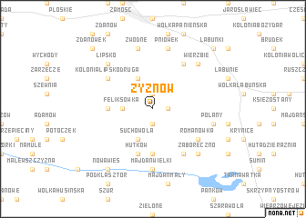 map of Żyznów