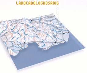 3d view of La Boca de los Dos Ríos