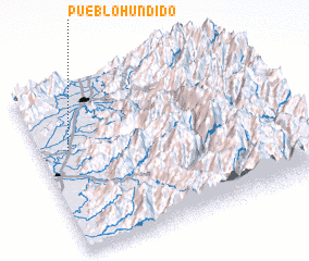3d view of Pueblo Hundido