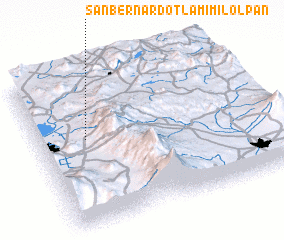 3d view of San Bernardo Tlamimilolpan